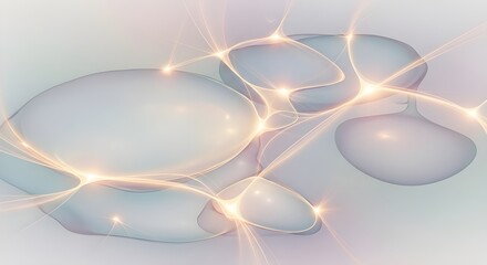 Luxurious abstract design with golden circular lines and glowing points, resembling floating orbits on a soft background