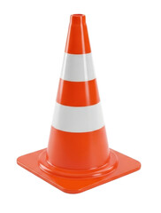 Orange and white traffic cone transparent background cutout png