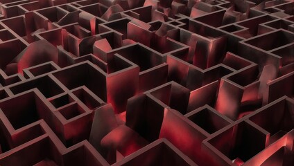 Fototapeta premium Intricate Maze of Red Blocks - A Complex Architectural Design.