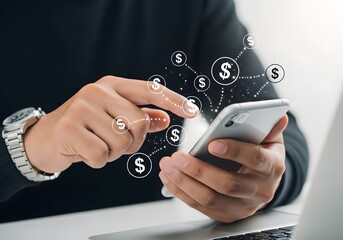 Businessman holding a smartphone for digital communication