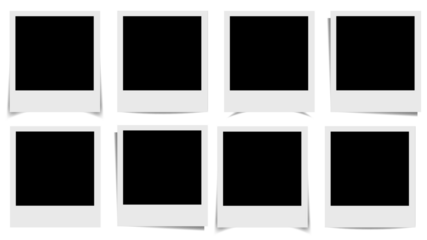 Empty white photo frame, set realistic photo card frame mockup with different shadows