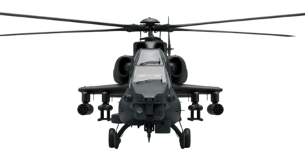 Attack helicopter front view transparent background cutout png