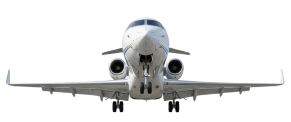 Front view of a private jet transparent background cutout png
