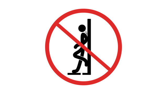 Do not lean against the wall or glass, sign, black and red isolated silhouette
