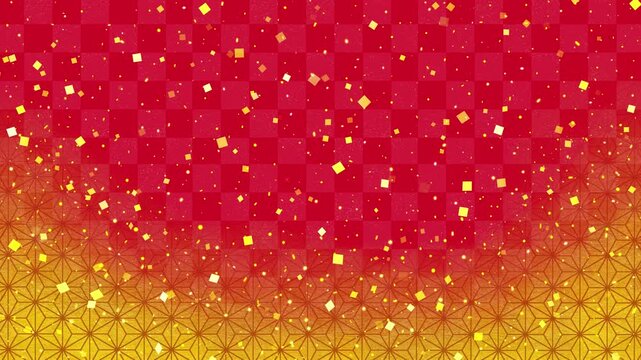 和柄　ループ動画　枠　市松模様　麻の葉　和　文様　和風　高級感　キラキラ　おしゃれ　年賀　正月　初売り　成人式　キャンペーン　タイトル　Japanese pattern.Celebration background, New Year,Anniversary,Wedding.Loop video.