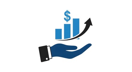 Hand holding business growth graph icon on digital device