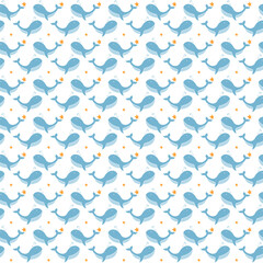 Cute Whale Pattern – Seamless Whales Illustration, Baby Pattern, Baby Shower Pattern