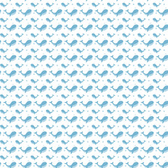 Cute Whale Pattern &ndash; Seamless Ocean Illustration, Summer, Baby Shower Pattern