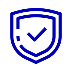 Blue Shield with Checkmark Security Icon for Approval and Protection