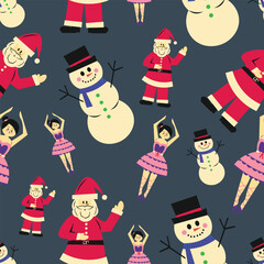 Christmas Seamless Pattern with Character