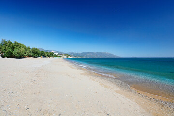 The beach Votsalakia kampos Marathokampou in Samos, Greece