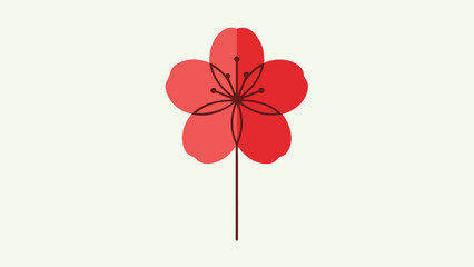 Obraz premium Red Flower Icon Minimalist Blossom Design on Light Background