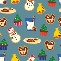 Christmas Seamless Pattern with Food