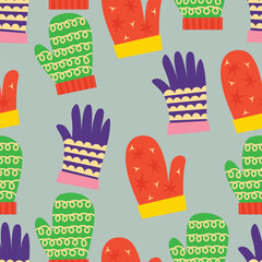 Christmas Seamless Pattern with Gloves