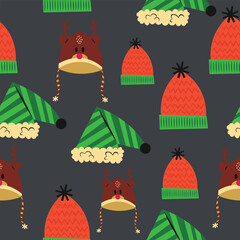 Christmas Seamless Pattern with Hat
