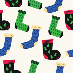 Christmas Seamless Pattern with Socks