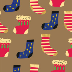 Christmas Seamless Pattern with Socks