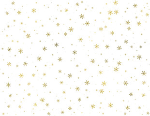 Gold Snowflakes Background &ndash; Festive Winter Holiday Sparkle on White, Gold Snowflakes Pattern