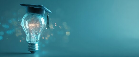 The Light Bulb Wearing a Graduation Cap Symbolizing Bright Academic Ideas and Innovation