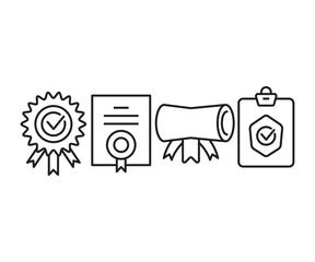 certificate and diploma icons set