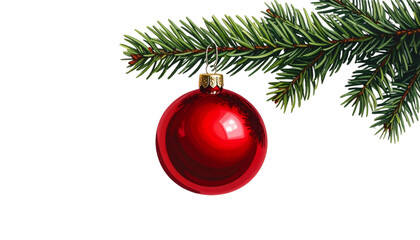  Christmas Tree Branch with Hanging Bauble &ndash; Transparent Background PNG