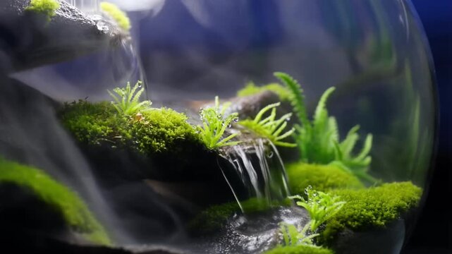 Miniature Moss Waterfall & Greenery Display