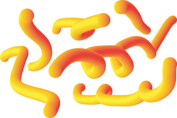 Abstract Yellow and Orange Wavy Shapes Floating on a White Background
