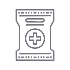 Obraz premium Outline icon of a medical sample bag with seal lines, pixel perfect stroke 64x64