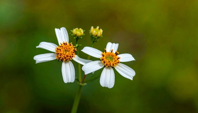 Delicate White Flowers with Yellow Centers in Natural Setting.