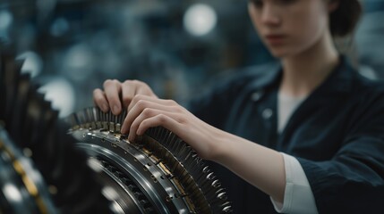 A laboratory team testing a maglev turbine prototype, rotor blades spinning without contact inside a vacuum chamber for ultra-efficient energy generation — renewable energy engineering,