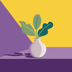 Contemporary Leafy Vase Illustration