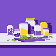 Kitchen Storage & Herbs Illustration