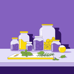 Colorful Pantry Ingredients Illustration