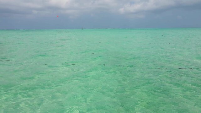 Turquoise tropical sea water at paje beach in zanzibar