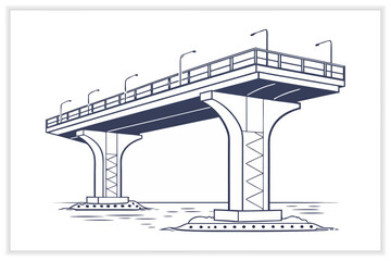 Construction Blueprint Illustration Set Architecture and Engineering Line Art
