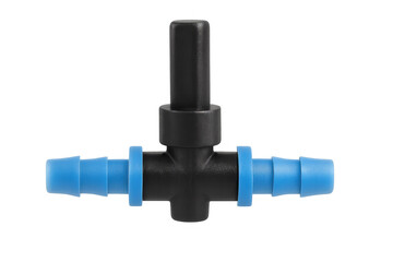 Drip irrigation barbed tee connector with blue collars