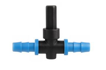Drip irrigation barbed tee connector with blue collars