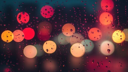 Raindrops on a window, city lights blurred (2)