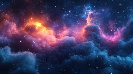 Obraz premium Vibrant Cosmic Cloudscape with Stars and Nebula - Celestial Background