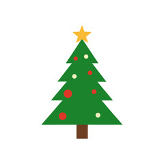 Minimal Christmas Tree on white background flat style modern geometric 