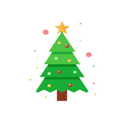 Fototapeta premium Minimal Christmas Tree on white background flat style modern geometric 