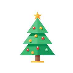Fototapeta premium Minimal Christmas Tree on white background flat style modern geometric 