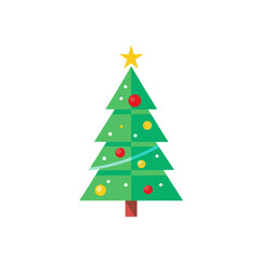 Minimal Christmas Tree on white background flat style modern geometric 