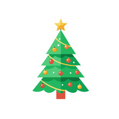 Minimal Christmas Tree on white background flat style modern geometric 