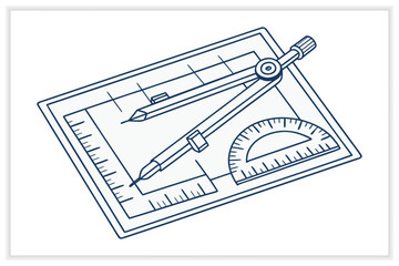 Construction Blueprint Illustration Set Architecture and Engineering Line Art