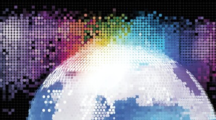 Digital pixel earth design with abstract data elements forming a modern internet background, representing global connectivity, network communication, and futuristic technology concepts