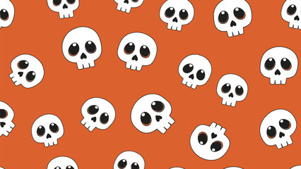 Fototapeta premium Spooky cute skull pattern for Halloween crafts and festive designs, ideal for invitations, backgrounds, and playful seasonal decor projects now
