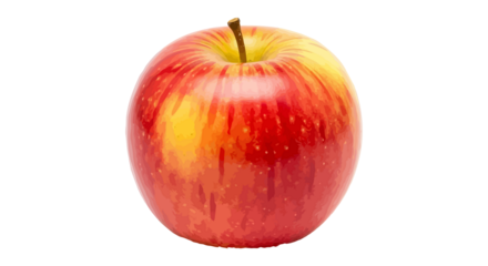 Vibrant red and yellow tech company with stem, isolated on white background