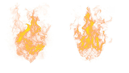 Collection of abstract flames isolated on transparent background. Burning effect.