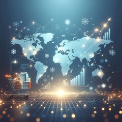 Fototapeta premium Global Holiday Sales and E-commerce Growth Festive Shopping Trends Around the World